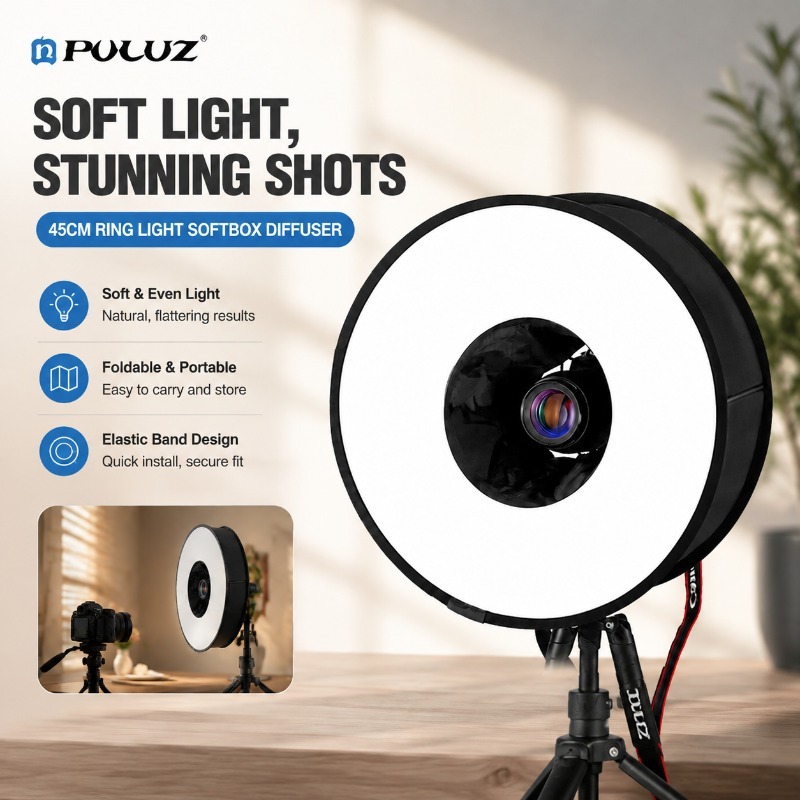 Photography Lighting Types - Foldable 45cm Ring‑flash Soft‑cloth Universal‑type Softbox
