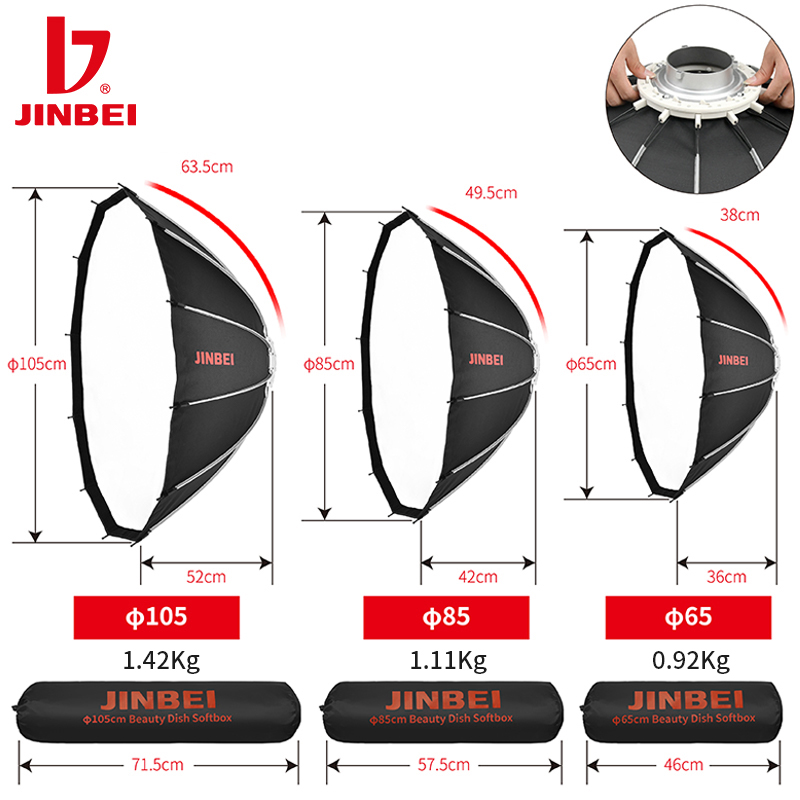 JINBEI 65  Quick Open Paraboli - Photography Lighting Studio review and price